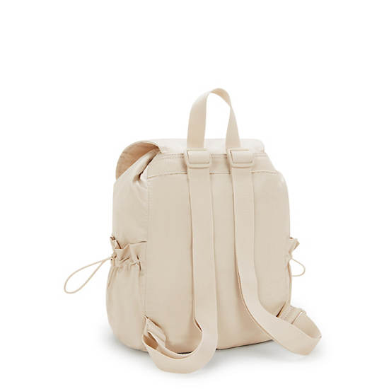 Joetta Smooth Satin Backpack, Simply Beige, large