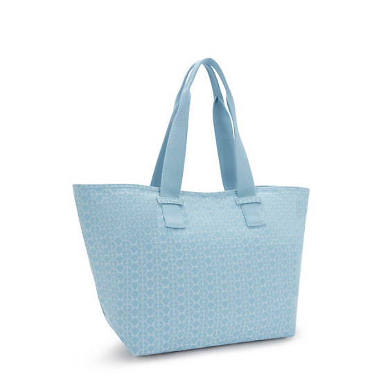 Raaja Printed Denim Tote Bag, Light Denim Jacquard, large