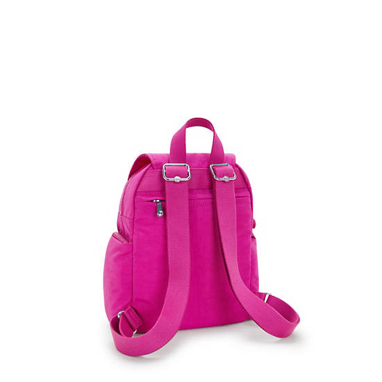 City Zip Mini Backpack, Glowing Fuchsia, large