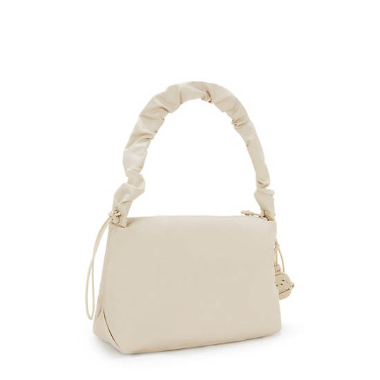 Eleni Smooth Satin Shoulder Bag, Simply Beige, large