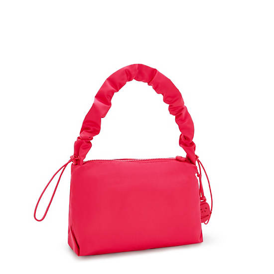 Eleni Smooth Satin Shoulder Bag, Simply Fucshia, large