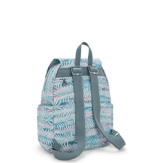 City Zip Small Printed Backpack, Palm Tree Leaves, large