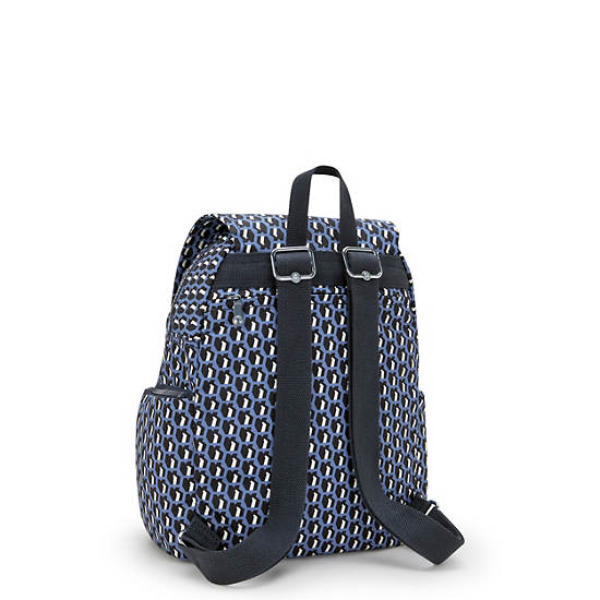 City Zip Small Printed Backpack, 3D K Blue, large