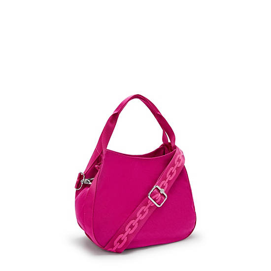 Bahar Satin Shoulder Bag, Fuchsia Night M, large