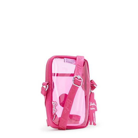 Tally Barbie Clear Crossbody Phone Bag, Power Pink Translucent, large