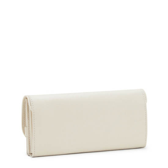 Money Land Metallic Snap Wallet, Beige Pearl, large