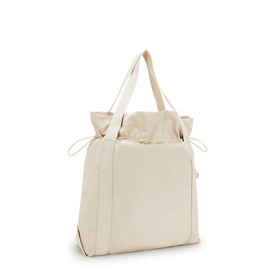 Elmar Smooth Satin Tote Bag, Simply Beige, large