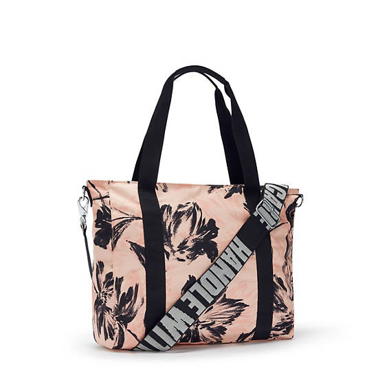 Asseni Printed Tote Bag, Coral Flower, large