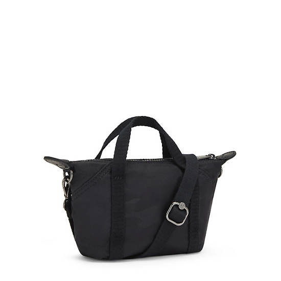 Art Compact Crossbody Bag, Black Camo Embossed, large