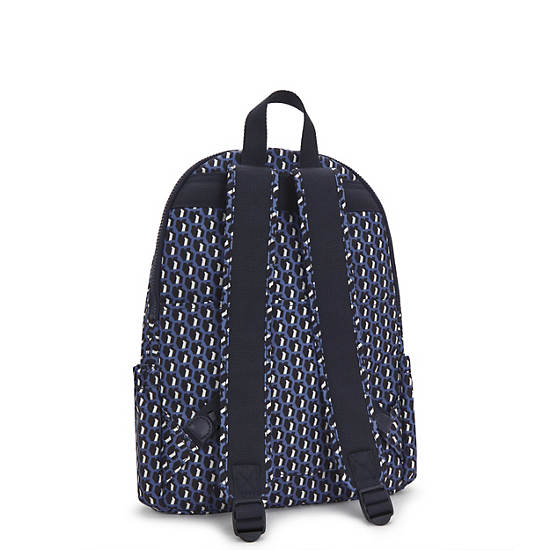 Delia Medium Printed Backpack 3D K Blue Kipling