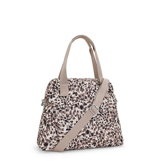 Pahneiro Printed Handbag, Leopard Feathers, large