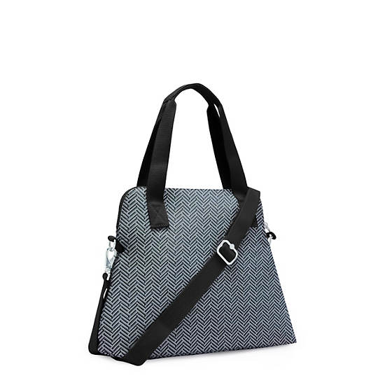 Pahneiro Printed Handbag, Urban Chevron Grey, large