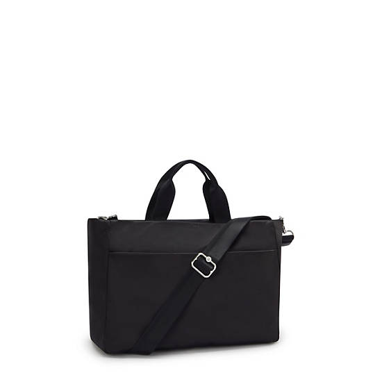 Danira Shoulder Bag, Charcoal Satin, large