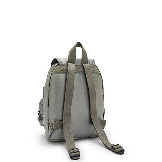 Lovebug Small Metallic Backpack, Moon Grey Metallic, large