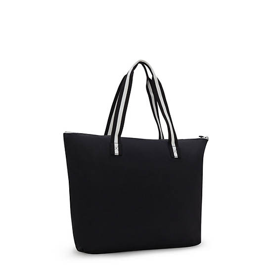 Davian Packable Tote Bag, Black White, large