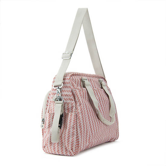 Alanna Printed Diaper Bag, Strawberry Pink Tonal Zipper, large