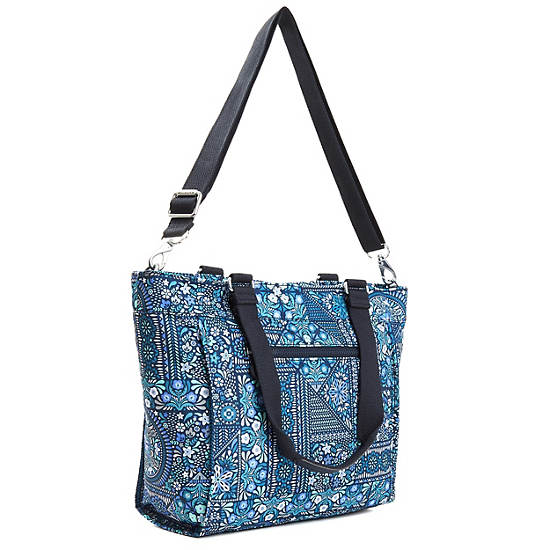 New Shopper Small Printed Tote Bag, Eager Blue, large
