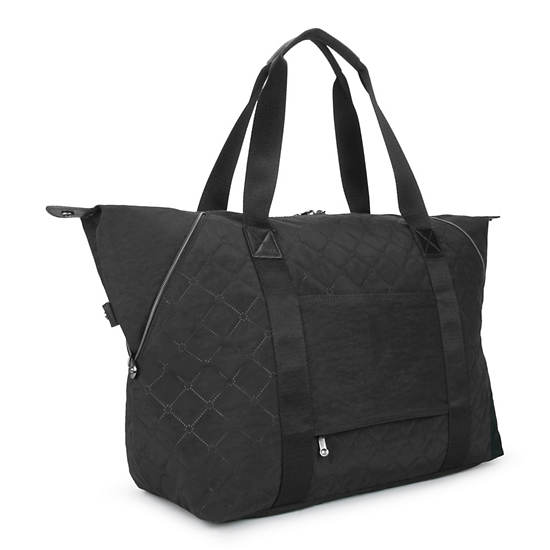 Art Medium Quilted Tote Bag, Black, large