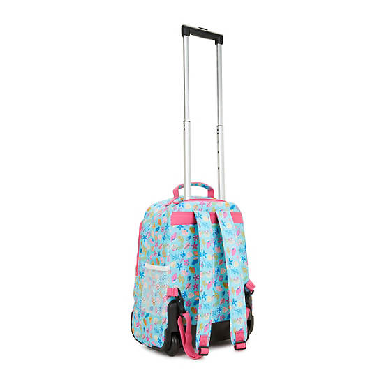 Sanaa Large Printed Rolling Backpack, Seashell Bright, large