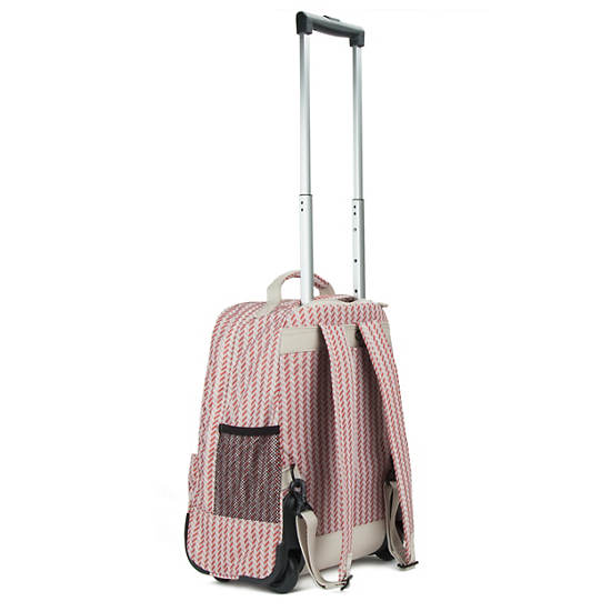 Sanaa Large Printed Rolling Backpack, Strawberry Pink Tonal Zipper, large