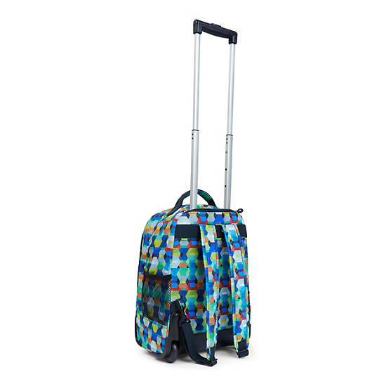 Sanaa Large Printed Rolling Backpack, Soft Metallic Glow, large