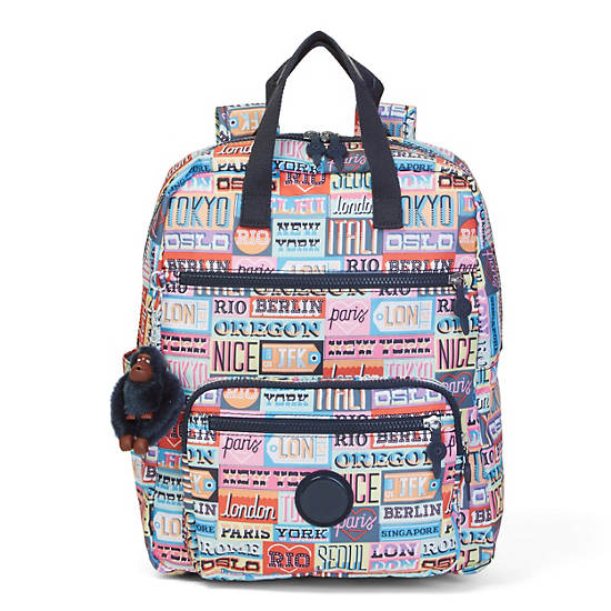 Sharpay Medium Printed Laptop Backpack - Hello Weekend | Kipling