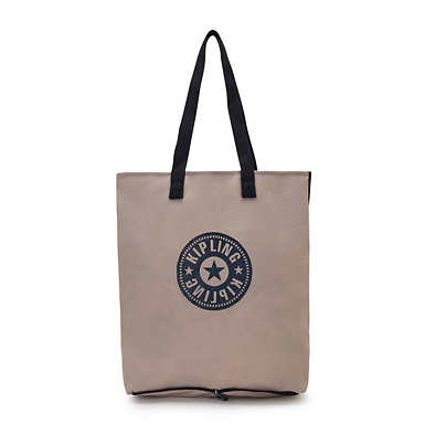 Hip Hurray Packable Tote Bag - Dusty Taupe Blue