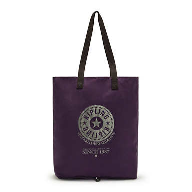 Hip Hurray Packable Tote Bag - Deep Purple Block