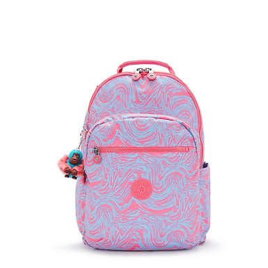 키플링 Kipling Printed 15 Laptop Backpack,Pink Cheetah