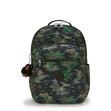 Seoul Extra Large Printed 17" Laptop Backpack - Faded Green