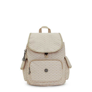 City Pack Small Printed Backpack - Signature Beige