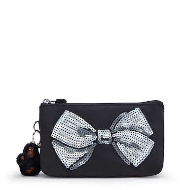 Creativity Large Pouch - Charcoal Satin Bow