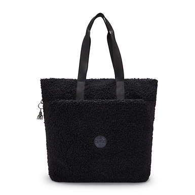 Glynn Sherpa Tote Bag - Black Fuzz