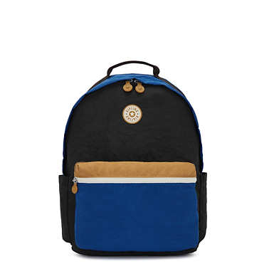 Damien Large Laptop Backpack - Black Blue Beige