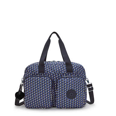 Defea Extra Large Printed Weekender Duffle Bag - 3D K Blue