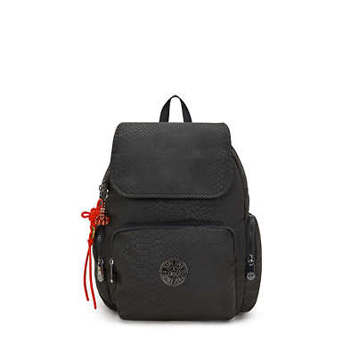 City Zip Small Backpack - Black Scale Embossed