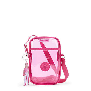 키플링 Kipling Barbie Clear Crossbody Phone Bag,Power Pink Translucent