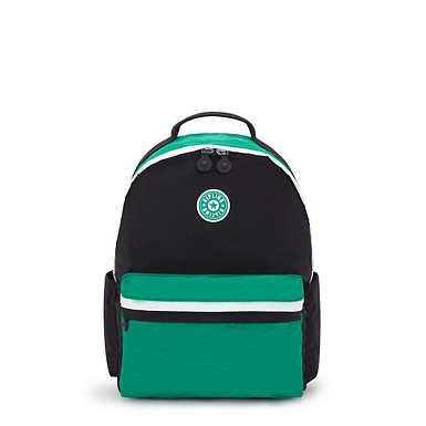 Damien Medium Laptop Backpack - Deep Green Black Block