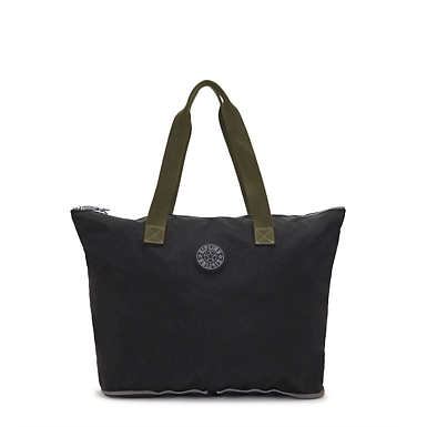 Davian Packable Tote Bag - Black Green
