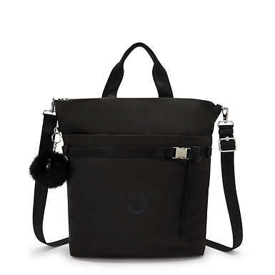 Antoinne Laptop Crossbody Tote Bag - Charcoal Satin