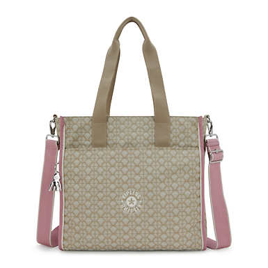 Deval Printed Tote Bag - Signature Beige Emb