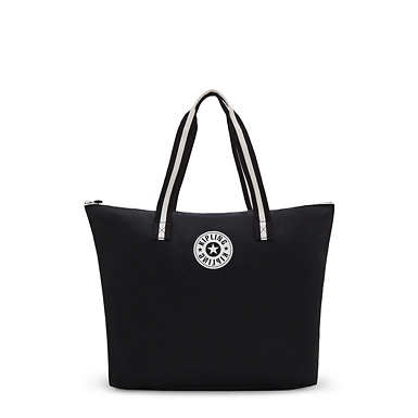 Davian Packable Tote Bag - Black White