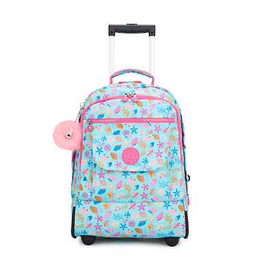 Sanaa Large Printed Rolling Backpack - Seashell Bright