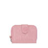 New Money Small Credit Card Wallet, Strawberry Pink Tonal Zipper, small
