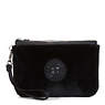 Kira Faux Fur Wristlet, Black, small