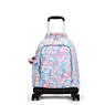 New Zea 15" Printed Laptop Rolling Backpack, Aqua Flowers, small