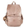 City Pack Metallic Backpack, Rose Gold Metallic, small