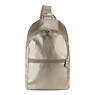 Bente Metallic Sling Backpack, Artisanal K Embossed, small