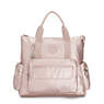 Alvy 2-in-1 Convertible Tote Bag Metallic Backpack, Metallic Rose, small