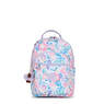 Seoul Small Printed Tablet Backpack, Aqua Flowers, small
